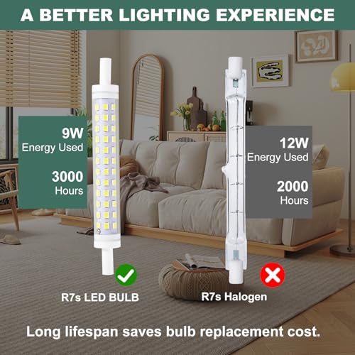 Inajoke R7s Bulb 118mm LED Dimmable Light 9W 3000K J118 Warm White Led Linear Energy Saving Halogen Bulb Double Ended Base Replacement for Ceiling Floodlight Lamp, 2 Pack - Image 2