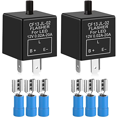 Gebildet 2 pezzi 12V 3Pin Regolabile Lampeggiante Relè, Relè Luce LED Indicatori di Direzione, Segnali Elettronico Lampeggiatore Relè 0.1W-150W per Veicolo Auto Moto, CF-13KT