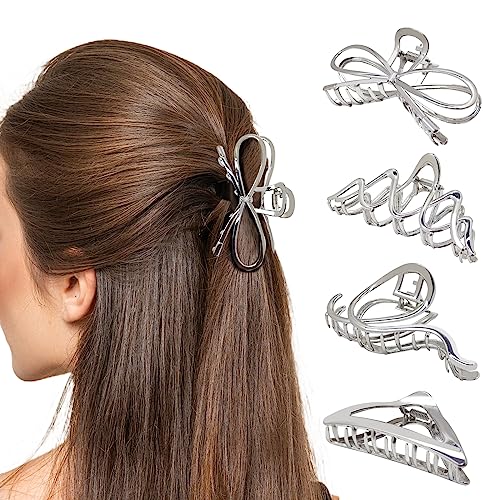 Haarklammer Damen Vintage – Aus Metall, Weiß, Ca. 8,4 X 4,1 Cm, Extra Großer Clip Für Dickes Haar