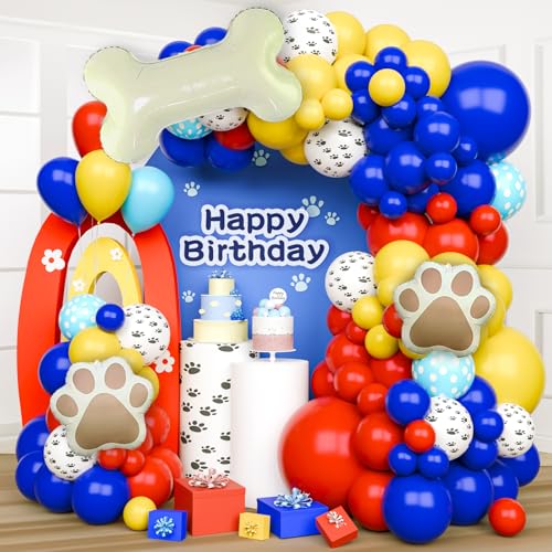 Paw Themed Dog Balloon Arch Red Yellow Blue Balloons Different Sizes Assorted Color Dog Bone Baloons Garland for Baby Shower Puppy Party Lets Pawty Birthday Decorations by GTNCFCZ - Used condition - Image 7