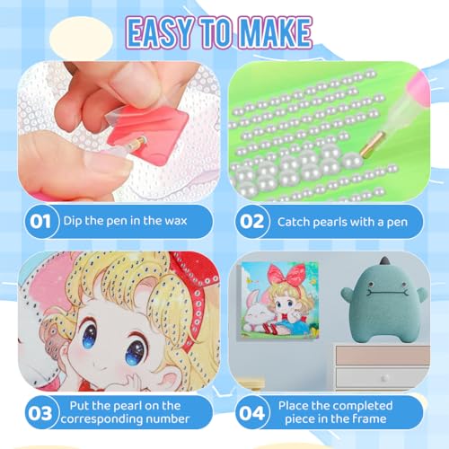 Image of PATPAT Diamond Art Kits with Pearl for Kids, DIY Cute Stitch Diamond Painting Kit for Kids Crafting Activities, Creative Diamonds Artwork for Children's Art Projects and Family Fun Time