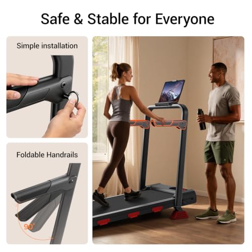 Image of LONTEK 14% Incline Walking Pad Treadmill with Handles, Treadmills for Home