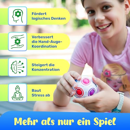 CUBIDI® Original Regenbogenball – Geschicklichkeitsspiel & Fidget Toy für Kinder und Erwachsene – 3D Kugellabyrinth Brainteaser, Anti Stress Spielzeug ab 4 Jahren