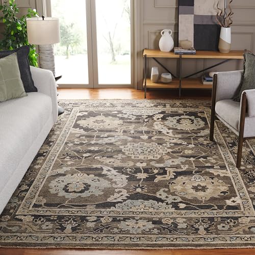 SAFAVIEH Izmir Collection X-Large Area Rug - 11' x 16', Charcoal & Stone, Hand-Knotted Traditional Oriental New Zealand Wool, Ideal for High Traffic Areas in Living Room, Bedroom (IZM175A)