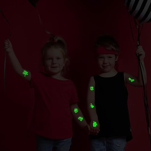 Miniatura 6 de Partywind 280 estilos de tatuajes temporales de Navidad que brillan intensamente, suministros para fiestas, 24 hojas de calcomanías luminosas de