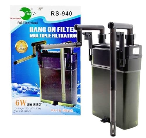 Rs Electrical (Suits Upto 3Ft Tank | 6W | 500 L/Hr (RS – 940) External Hang on Back Cannister Filter Multiple Stage Filtration