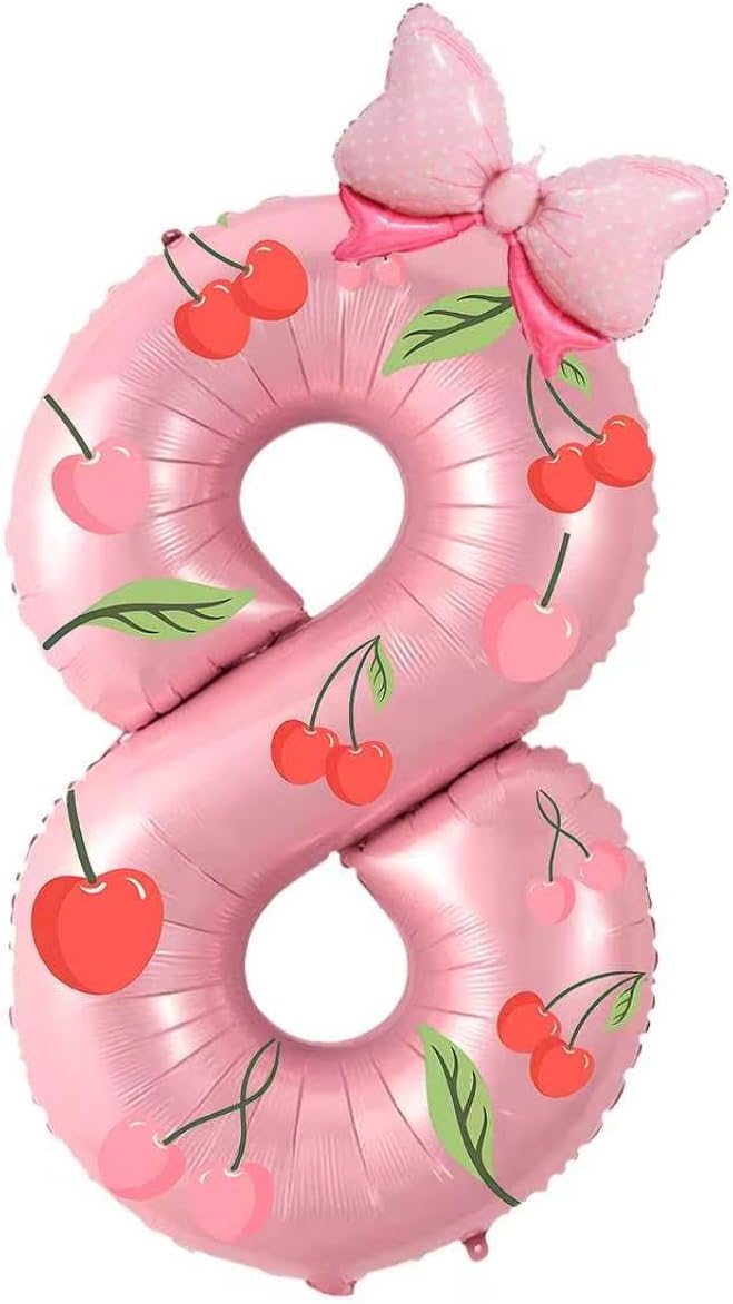 40 Inch Cherry Number 2 Aluminum Foil Balloons Cherry Stickers Large Polyester Film Helium Balloons Suitable For Decorating Birthday Parties Weddings Anniversaries And Other Occasions image 3