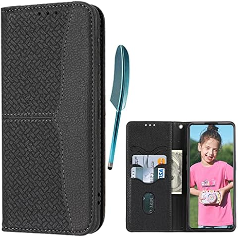 BAILI Case for Google Pixel 7 Pro Wallet Case, Magnetic Closure Case for Google Pixel 7 Pro, Knitting Patterns Cover Compatible with Google Pixel 7 Pro,Black Cover
