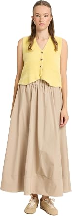Poplin Waist Elastic Long Skirt 27321