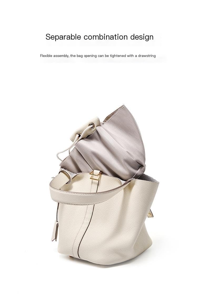 Bolso Cubo De Cuero, Bandolera