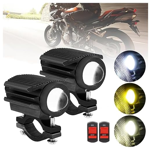 Windance 2PCS Motorcycle LED Headlight,32W 4 Modes Hi/Lo Beam Yellow White 6500K Waterproof Aux Spotlight for Tractor Truck ATV UTV SUV Boat 9V-85V (Black2pcs)