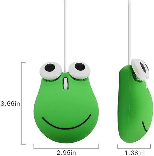 Miniatura 5 de Ratón con cable, lindo ratón de computadora con forma de rana de animales, USB de dibujos animados, pequeños ratones ópticos con cable de 1600 DPI,