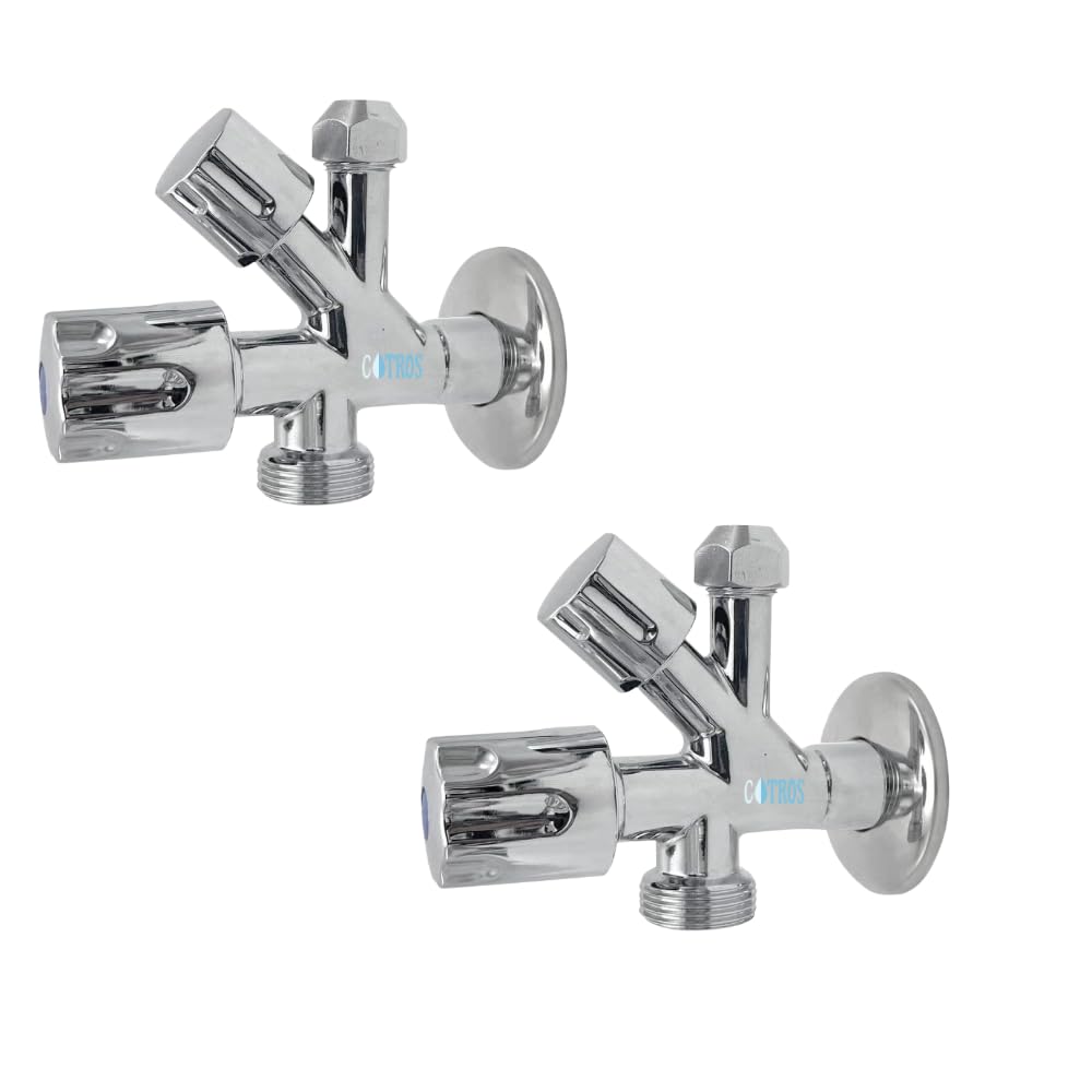 Llave de parada bajo lavabo con doble casquillo cromado de alta resistencia Multipack x2