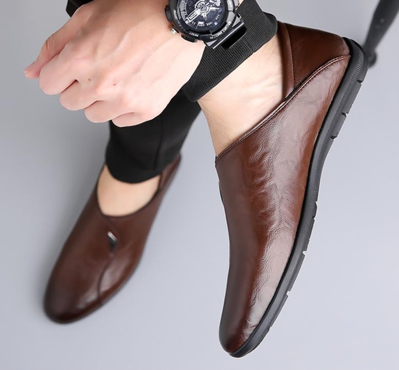 Men's Classic Slip On Dress Shoes Lightweight Comfortable Formal Dress Shoes for Formal Business Wedding Oxford Shoes(Brown,8.5)3