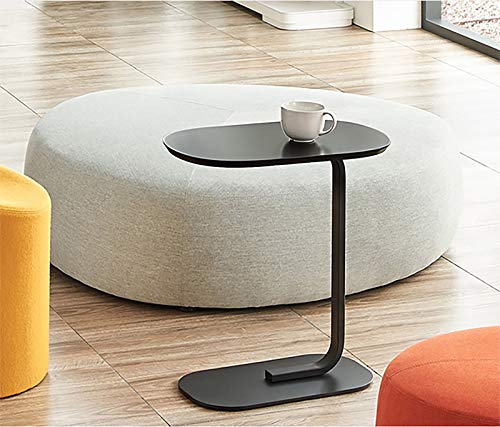 Mesa auxiliar en C de 60 cm con superficie de madera negra 5