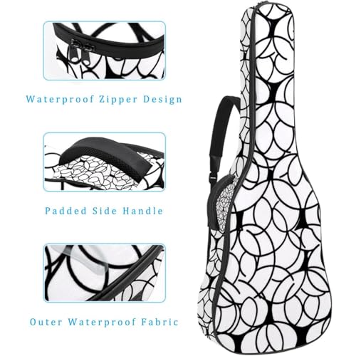 Housse guitare acoustique 42.9" imperméable noir géométrique à compartiments - 4