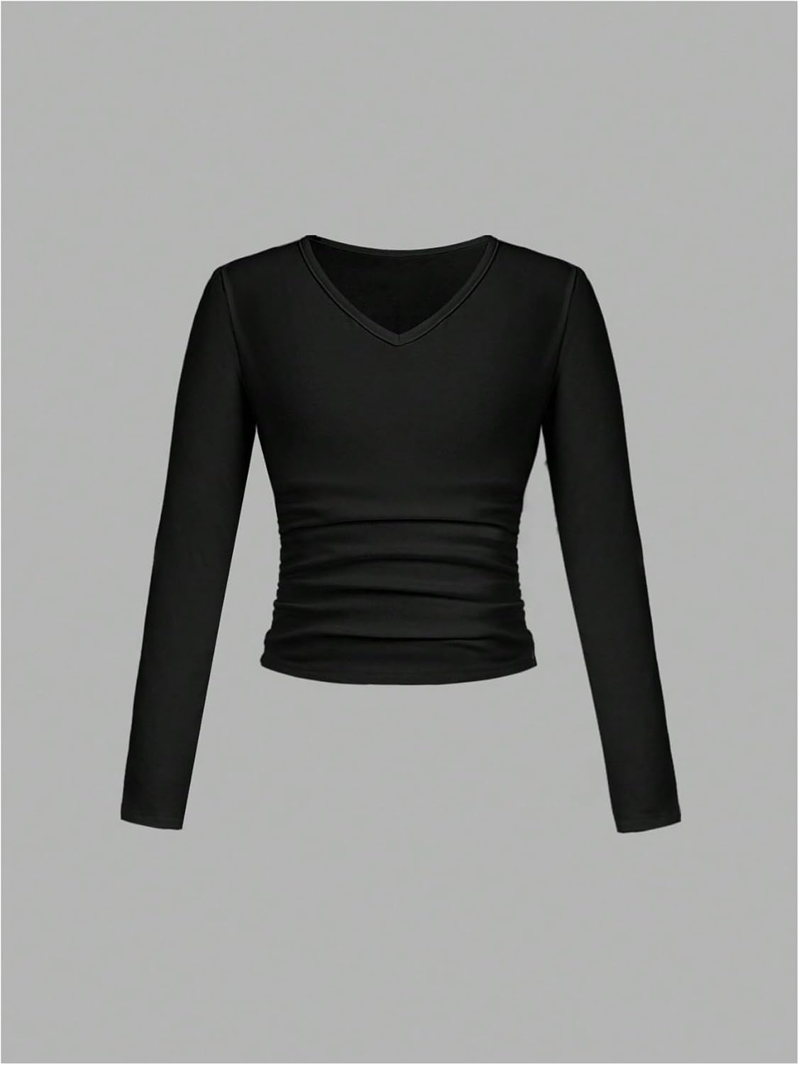 SOLY HUX 3 Pack Girl's Long Sleeve Shirts V Neck Basic T-Shirts Ruched Tops Spring Fall Layering Tees 8-12 Years - Image 6