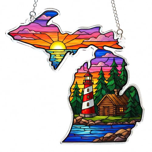 Michigan Ornament for Window Hanging, Michigan Souvenirs Gifts for Women