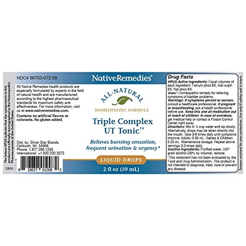 Image of Native Remedies Triple Complex UT Tonic - Soothe Urinary Burning - 2 Fl Oz