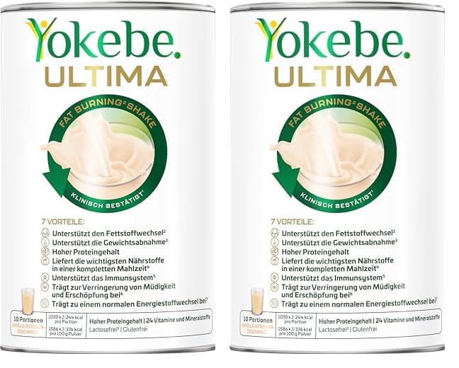 Yokebe Ultima Shake - Mahlzeitersatz zur Unterstützung des Fettstoffwechsels und der Gewichtsabnahme - Diät-Drink mit hohem Proteingehalt - 400 g : 10 Portionen (Packung mit 2)