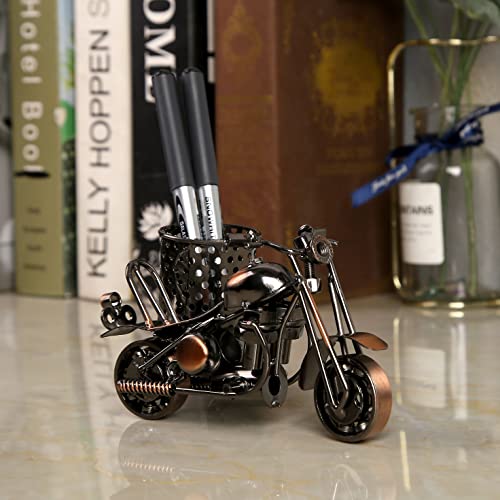Teniusimall Pen Holder For Desk, Harley The Motorcycle Loves Metal Pencil Holder Creative Office Gift Cool Desk Decorative Accessories(Copper) #TOP4
