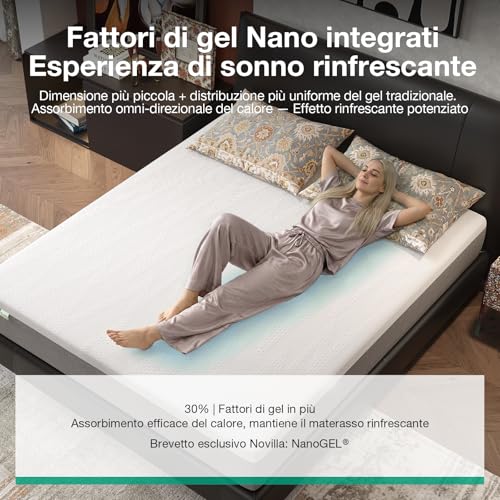 Novilla Materasso Singolo in Gel Memory Foam 80x190, Altezza 20 cm - Immagine 5