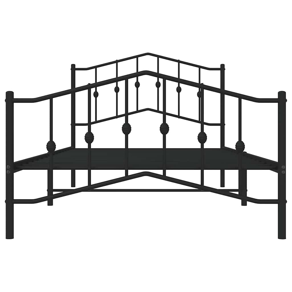 Solivagant Bettgestell mit Kopf- und Fußteil Metall Schwarz 100x200 cm, Möbel,Betten Zubehör,Betten Bettgestelle, 15.15 kg-373802