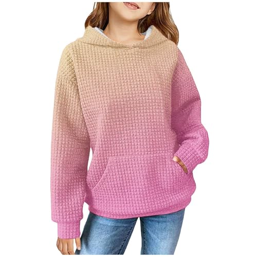 Cute Hoodies for Teen Girls Fashion Preppy Waffle Hooded Sweatshirts Oversized Long Sleeve Sweater Tween Girl Clothes