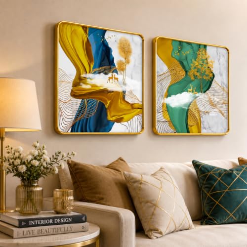 Image of RANDOM Premium Square Wall Painting Set of 2, 38 x 38 cm (Premium Square painting)
