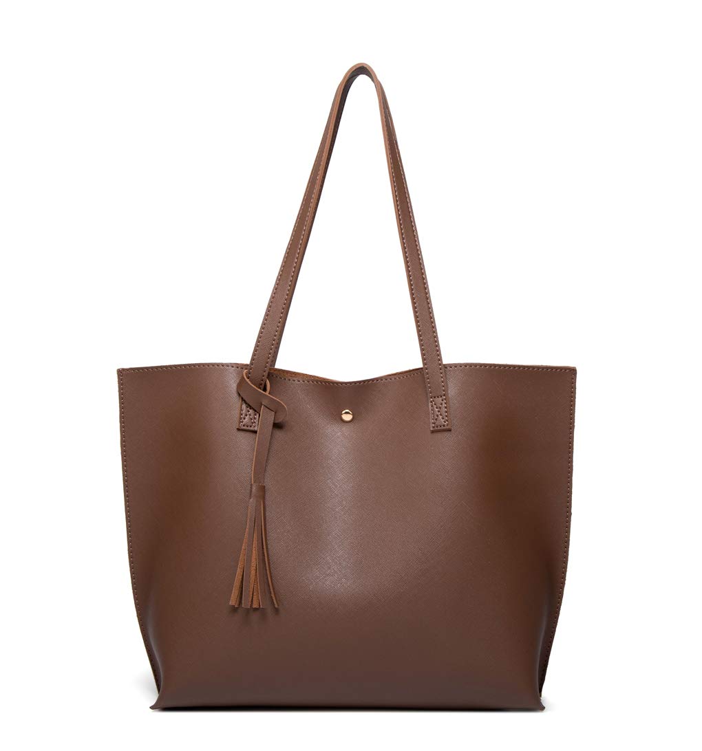 DreubeaWomen's Soft Faux Leather Tote Shoulder Bag from, Big Capacity Tassel Handbag