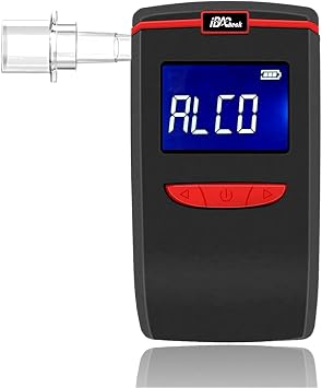 Portable Breathalyzer with High Accuracy Semiconductor Sensor, 4 Default Units can be Set, Alcohol Detector with fit 2 Different Mouthpieces Black 1688