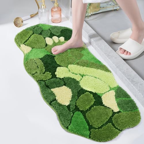 Hifuwan Cute Green Moss Bathroom Runner Rug Long