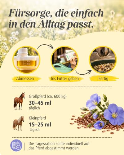 Stiefel Leinöl für Pferde 1L I Kaltgepresstes Öl für Fell, Haut & Verdauung
