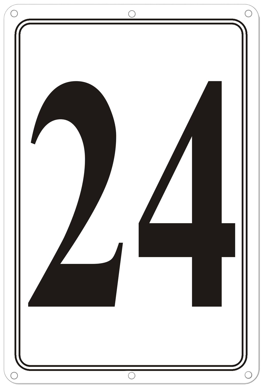 Premium Aluminum Number Signs 24, Metal 12" X 8" Numbered Signs Outdoor for Parking Lots, Floor, Dock, Court, Aisle, Field, High Visibility, No Fade, Weather-resistant