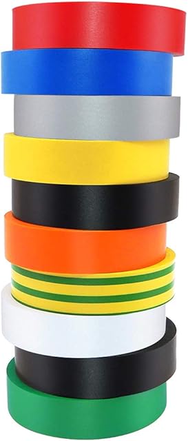 10 Pack Electrical Tape Sets, ALBOYI 17mm 20m Mixed Colour Insulation Tape 9 Colors Essentials Electrical Tape