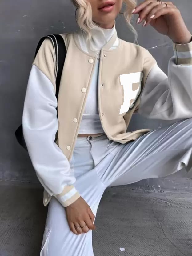 Image of PAKLON Stylish Long Sleeve Letterman Varsity Jacket for Women
