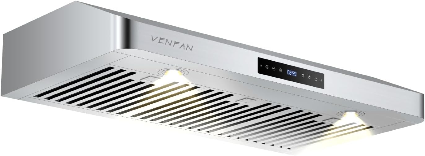 Under Cabinet Range Hood 36 Inch, 1200 CFM Ultra Powerful Suction Kitchen Vent Hood with Gesture Sensing & 4-Speed Touch Control, Dishwasher Safe Filters, Auto Delay Off, Stainless Steel