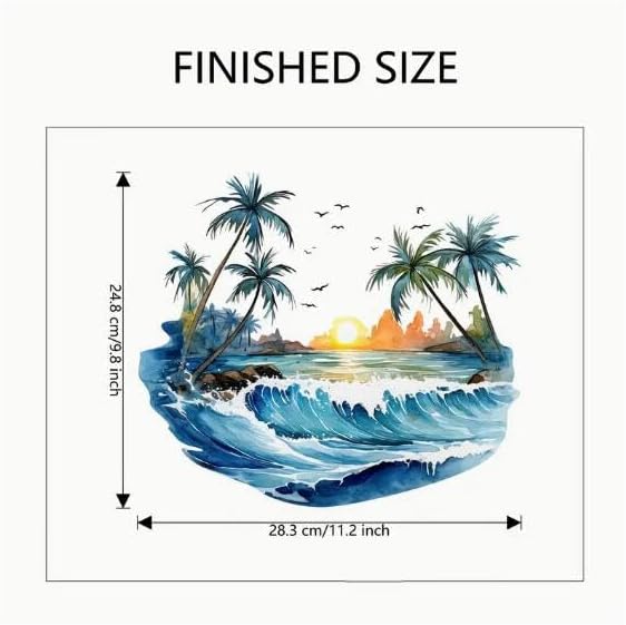 Summer Vibes Coconut Tree Sunset Toilet Cover Sticker Decals Waterproof Toilet Lid Tank Seat Decals Cistern Self-Adhesive Bathroom Wall Sticker