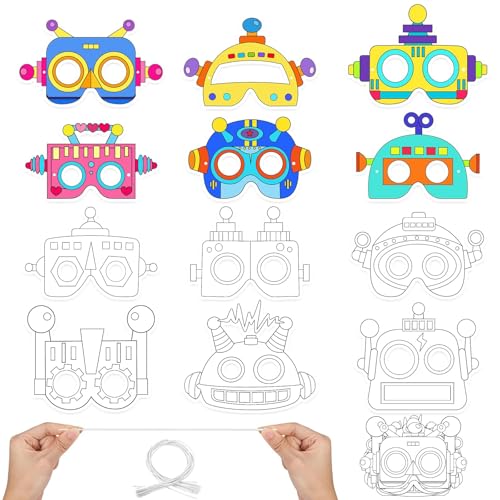 Hifot Mascara Robot para Colorear, DIY Mascara Kit Manualidades Robot Mascaras Niños Cumpleaños Infantil Cosplay Fiestas Caretas para Pintar 12 Piezas Hifot Mascara Robot para Colorear, DIY Mascara Kit Manualidades Robot Mascaras Niños Cumpleaños Infantil Cosplay Fiestas Caretas para Pintar 12 Piezas