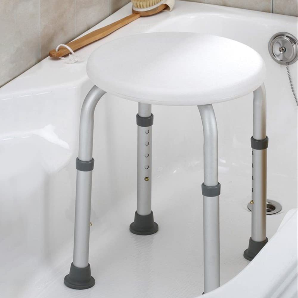 Nes Home Light Round Non Slip Shower & Bath Stool Weight Adjustable Feet