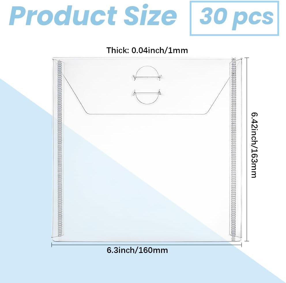 GORGECRAFT 30Pcs Stamp and Die Storage Pockets Clear Plastic Resealable 6.4" x 6.3" Album Stamp Seal Storage Case Envelopes Bags for Cutting Dies Stencil Scrapbooking Paper DIY Craft Card Making