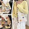 Sac fourre-tout en crochet pour femme, sac à bandoulière bohème avec motif floral, joli fourre-tout de plage (sacs en crochet bohème sac à main d'été, beige, Taille unique #2