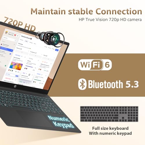 Image of HP Flagship Business Laptop, 15.6 inch FHD IPS Display, AMD Ryzen 7 7730U, 16GB RAM & 512GB PCle SSD, Windows 11 Pro, Copilot AI, WiFi 6, Bluetooth, Numeric Keyboard, with Patented Accessory