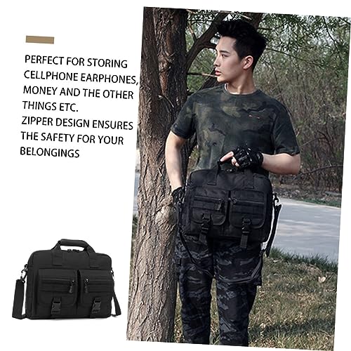Bolso de hombro para hombre de nylon negro sencillo miniatura 2
