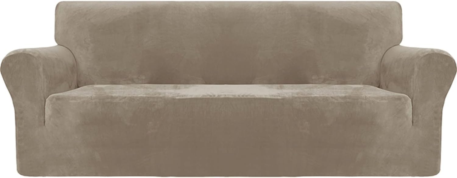 Stretch Chair Sofa Slipcover,Velvet Soft Couch Sofa Cover, Washable Furniture Protector with Non Skid Foam and Elastic Bottom (F 231)