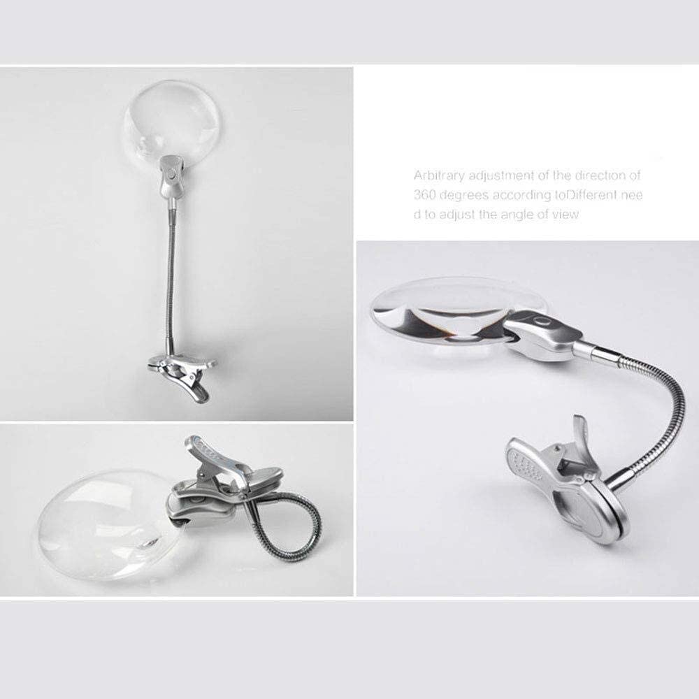 Lupa de Escritorio, Lupa iluminada para Lectura de Ancianos, Reloj HD, reparación de Espejo Grande, Lupa para niños con luz LED