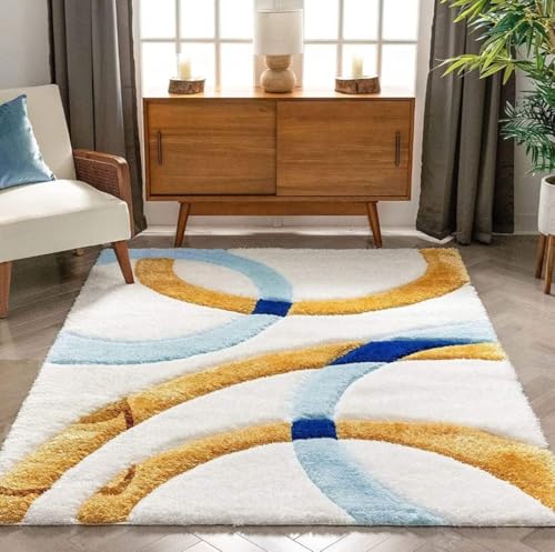 Image of Carpet for Hall | Carpet for Living Room |10X12 FEET Rugs for Bedroom | Carpet | Rug for Living Room | Carpet & Rugs for Home Decor | Carpet for Bedroom Floor (Multi White Yellow)