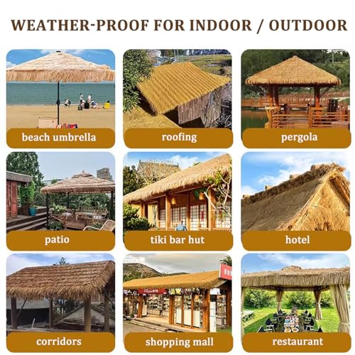 MFLCBK Feuerfeste Künstlicher Palmdach Paneele Grasdach Wetterfest Strohdach Innen- und Außenbereich für Tiki-Bar Hütte Garten Partydekorationen Terrassenschirm(Size:5pcs,Color:Gelb)