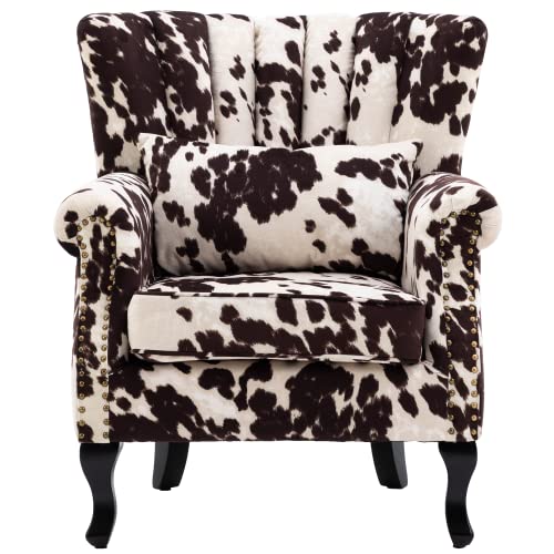chairus-Mid-Century-Modern-Accent-Chair-Comfy-Single-Sofa-Chair-Channel-Back-Armchair-with-Small-Pillow-for-Living-Roon-Bedroom-Club-Velvet-Cow chairus Mid Century Modern Accent Chair Comfy Single Sofa Chair Channel Back Armchair with Small Pillow for Living Roon Bedroom Club Velvet Cow