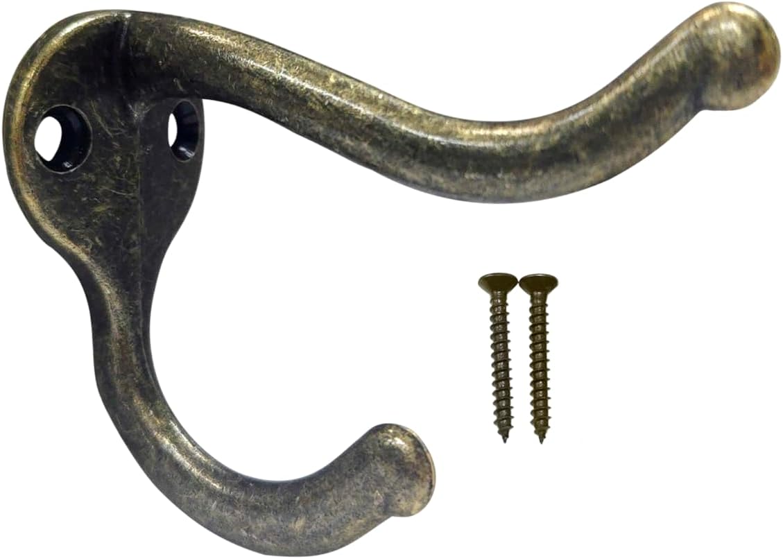 QCAA Premium Quality Single Prong Robe Hook Hanger, Zinc Die Cast, Matte Nickel, Made in Taiwan, 50 Pack